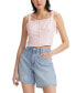 ფოტო #1 პროდუქტის Luciana Cotton Tie-Shoulder Smocked-Back Top