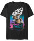 Disney Men's Peter Pan Pirate Ship Flight Neon, Short Sleeve T-Shirt