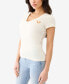 Women's Short Sleeve Horseshoe V-Neck T-shirt Белый, XSmall - фото #3