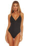 Becca by Rebecca Virtue 293063 Fine Line Rib Abigail One-Piece Black Size MD