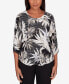 Women's Opposites Attract Printed Leaves Top with Necklace