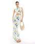 ASOS DESIGN cutout maxi dress in lemon print Zitronenmuster, S - EU 36-38 - фото #1