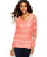 Фото #1 товара INC International Concepts Women's Cowl Neck Striped Sweater Coral Shell XL