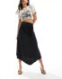 Фото #1 товара & Other Stories stretch jersey midi skirt with asymmetric drape detail in black