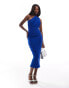 Фото #1 товара Vesper one shoulder detail midaxi dress in cobalt