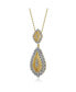 ფოტო #2 პროდუქტის White Gold and 14K Gold Plated Cubic Zirconia Paved Teardrop Pendant Necklace