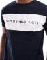 Tommy Hilfiger logo stripe lounge t shirt in navy