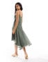 ASOS DESIGN organza v neck cami swing midi dress with high low hem