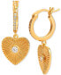 ფოტო #1 პროდუქტის Cubic Zirconia Heart Dangle Hoop Earrings in 18k Gold-Plated Sterling Silver, Created for Macy's