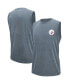 Фото #1 товара Men's Gray Pittsburgh Steelers Warm Up Sleeveless T-shirt