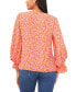 Фото #2 товара Women's Floral V-Neck Smocked Cuff Long-Sleeve Top