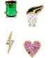 18k Gold-Plated 4-Pc. Set Mixed Stone Frankenstein Single Stud Earrings