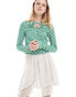 Neon Rose slinky gingham long sleeve keyhole top in green Grasgrün, M - EU 40 - фото #1