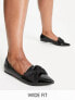 ASOS DESIGN Wide Fit Lake bow pointed ballet flats in black