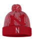 Фото #1 товара Men's Scarlet Nebraska Huskers Line Up Cuffed Knit Hat with Pom