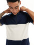 Jack & Jones knitted polo with zip in navy