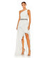 ფოტო #1 პროდუქტის Women's Pleated One Shoulder Asymmetrical Ruffle Hem Gown