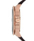 ფოტო #3 პროდუქტის Men's Brown Leather Strap Watch 42mm