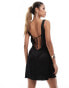 Фото #2 товара ASOS DESIGN low back satin mini dress with ties in black