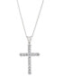 ფოტო #1 პროდუქტის Diamond Cross 18" Pendant Necklace (1 ct. t.w.) in 14k White Gold