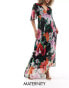 Фото #1 товара Hope & Ivy Maternity wrap maxi dress in black base floral