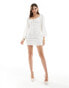 Pretty Lavish linen blend ruched front mini dress in cream