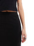 Vila ribbed midi skirt with split in black