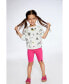 Girl Elastic Waist Waffle Top Off White Camera Print - Toddler|Child