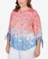 Фото #5 товара Plus Size Ombre Guava Paisley Printed Knit Top