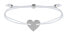 Corded with white / steel heart bracelet