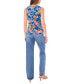 ფოტო #4 პროდუქტის Women's Floral Crewneck Split Back Keyhole Tank Top