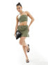 Missyempire bandeau top co-ord in khaki