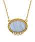 Gold-Tone Semi Precious Oval Stone with Crystals Necklace