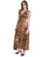 ფოტო #3 პროდუქტის Women's Printed Tie-Shoulder Maxi Dress