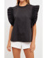 ფოტო #1 პროდუქტის Women's Ruffle Sleeve Poplin Top