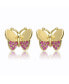 Фото #2 товара Children's 14k Gold Plated with Ruby Cubic Zirconia Pave Butterfly Stud Earrings