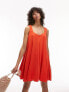 Фото #1 товара Topshop topstitch mini chuck on dress in orange