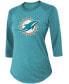 ფოტო #3 პროდუქტის Women's Tua Tagovailoa Aqua Miami Dolphins Player Name Number Raglan 3/4 Sleeve Tri-Blend T-shirt
