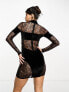 Фото #3 товара Simmi lace and velvet mini dress in black