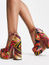 ASOS DESIGN Wide Fit Pistol double platform heeled shoes in multi