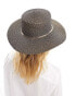 ALDO wide brim straw hat with gold chain detail in black