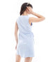 SNDYS linen blend tie side wrap mini dress in light blue