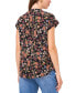 Women's Floral-Print Split-Neck Short-Sleeve Blouse