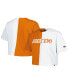 ფოტო #1 პროდუქტის Women's Texas Orange, White Texas Longhorns Color Block Brandy Cropped T-shirt