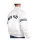 ფოტო #3 პროდუქტის Men's White New York Yankeess Power Forward Satin Full-Snap Varsity Jacket