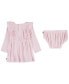 ფოტო #2 პროდუქტის Baby Girls Long Sleeve Hacci Knit Dress and Diaper Cover Set