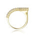 ფოტო #3 პროდუქტის 14k Yellow Gold Plated with Cubic Zirconia Waterfall Square Top Stacking Ring in Sterling Silver