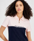 Фото #3 товара Women's Colorblock Logo Zip-Front Polo Shirt