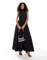 Фото #1 товара Sister Jane halterneck cotton maxi dress in black co-ord