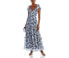 Фото #1 товара Aqua Womens Flutter Sleeve Tiered Maxi Dress Navy Size XL